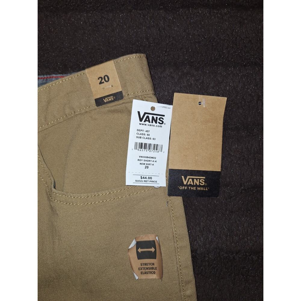 VANS brown Chino Shorts Men's Regular Fit Cotton Blend Flat Front Pockets Logo - Picture 7 of 10